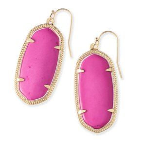 Kendra Scott Elle Gold Drop Earrings in Magenta Hot Pink